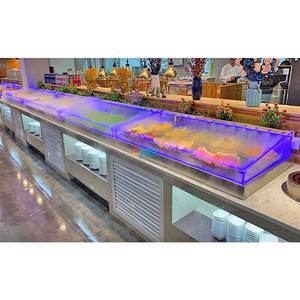 自助餐厅明档展示摆台海鲜烤肉台式蓝光喷雾冰台冷藏亚克力定做