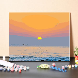 数字油画diy填充海上日出客厅手工填色蒸蒸日上风景油彩丙烯画