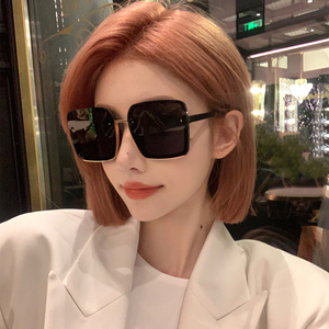 韩版ins高级感墨镜女下半框方形大脸显瘦防紫外线网红款太阳镜潮