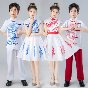 六一合唱演出服中小学生大合唱团男女童歌唱祖国青花瓷古筝表演服