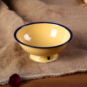 经典老式搪瓷冰花碗黄色铁瓷碗酒店餐厅大排档烧烤摊餐具家用饭碗