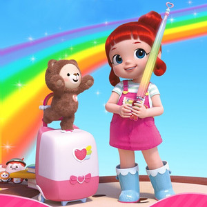 新品彩虹宝宝玩具会说话唱歌旅行箱智能娃娃玩具洋娃娃彩虹伞和彩