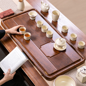 实木茶盘家用整块长方形简约功夫茶具套装中式2024新款客厅泡茶台