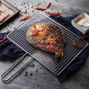304不锈钢烧烤网板加厚加密蔬菜韭菜烧烤夹板平直面烧烤工具用品