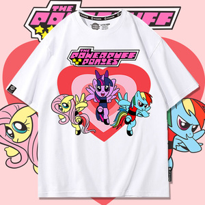 小马宝莉联名飞天小女警短袖t恤女夏季儿童动漫紫悦周边女童衣服