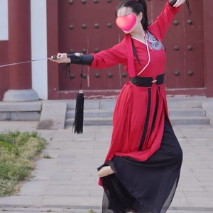 古典舞汉服侠客风舞台演出表演艺考扇子舞剑舞中小学生舞蹈服套装
