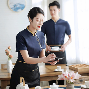 服务员工作服短袖中式餐厅餐饮饭店服装酒店火锅店员工套装夏季女