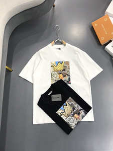 balenciaga/巴黎世家夏季短袖邮票纯棉男女款宽松情侣印花大码t恤
