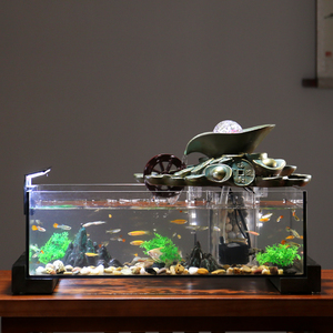 鱼缸过滤流水摆件客厅循环水玄关造景观电视柜装饰办公室风车招财