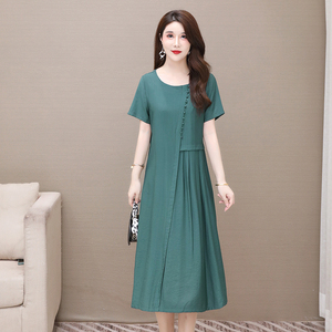 京东购物商城官网唯品会女夏连衣裙宽松2021新款气质裙子过膝长裙