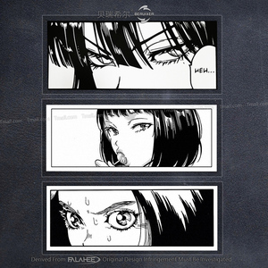 二次元黑白美少女眼神贴纸车窗玻璃创意摩托车身划痕个性反光贴花