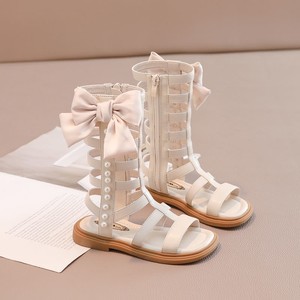 高筒儿童凉鞋女2022夏款复古高帮中大童长筒罗马鞋软底宝宝公主鞋