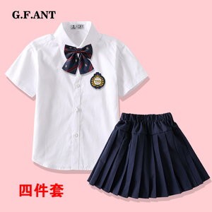 女童幼儿园服夏装衬衫短裙套装学院风儿童班校服小学生表演出服装