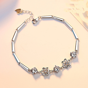 六芒盾通庆手链s925镀银手链微镶锆石六芒星日韩气质百搭手饰简约