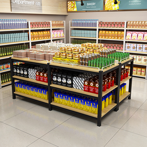 家乡的味道1698淘宝超市堆头货架钢木食用油促销台加厚牛奶地堆架