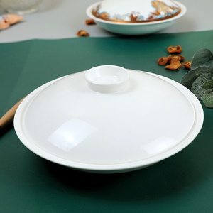 唐山骨瓷餐具和合器带盖的盘子饭盘餐盘菜碟子家用单个小汤碟两用