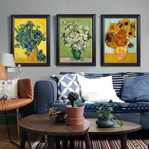 美式乡村客厅装饰画梵高复古油画植物花卉挂画餐厅卧室壁画墙画