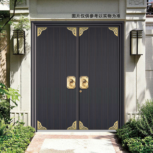 仿古中式别墅庭院大门自建房锌合金中式门防铸铝卡门不锈钢镀铜门