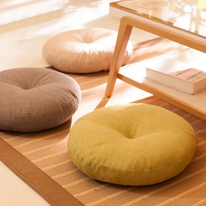 日本亚麻布艺客厅坐垫加厚蒲团打坐家用圆形榻榻米飘窗阳台小坐墩