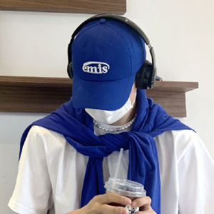 慕瑾繁饰棒球帽男夏季宝蓝色大头围字母遮阳新款鸭舌帽男薄款透气