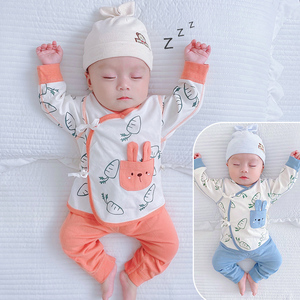 初生婴儿衣服套装纯棉春秋0一3月和尚服新生儿分体宝宝秋装两件套