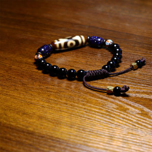 大昭寺天然九眼天珠手链手串项链男玛瑙含配饰招财天珠图片色