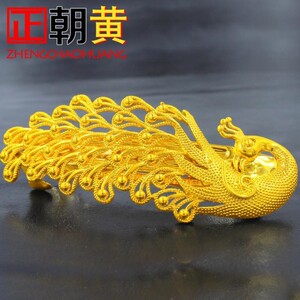 镀黄金发夹女士镀金凤凰淑女夹妈妈弹簧夹古风镀沙金新娘结婚发饰
