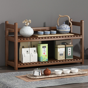 茶桌上博古架茶具架小型实木中式置物架摆件多层办公室茶叶收纳架