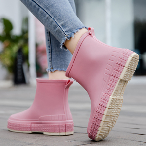 女式短筒水鞋女款时尚可爱防滑防水胶鞋厨房工作雨靴加绒保暖雨鞋