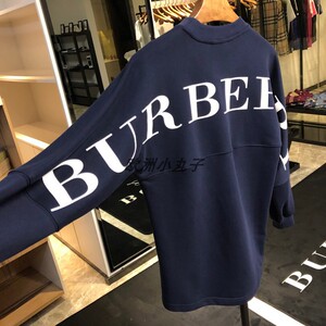正品代购burberry/巴宝莉21s经典款后背字母大logo蝙蝠袖男女卫衣