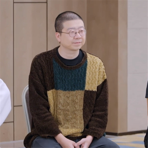 哈哈哈哈哈李诞同款拼接撞色圆领毛衣时尚休闲套头长袖针织衫男女