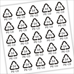 定制塑料袋04循环不干胶贴 04回收贴纸 PE-LD04环保透明PVC标贴Q