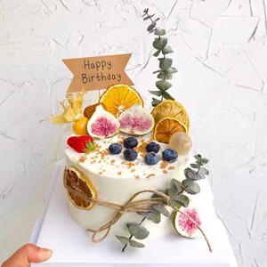 蛋糕装饰干花烘焙尤加利叶插件创意森系文艺仿真塑料叶子道具摆件