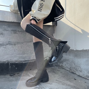 jk拉链袜套女秋冬日系原宿针织堆堆袜长筒袜子亚文化甜酷辣妹腿套