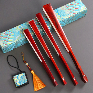 印度小叶紫檀宣纸文玩折扇红木苏工空白木质扇子中国风定制古风扇