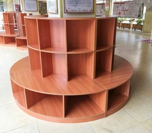 定制绕柱子书架包方/圆柱子书柜圆柱形书架 幼儿园软装圆形坐凳绘