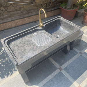 大理石洗衣池整石带搓板石材阳台户外单双水槽石头洗衣水盆洗衣槽