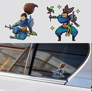 lol英雄联盟手游亚索人物个性卡通划痕车贴贴纸电动摩托车装饰贴