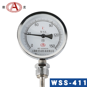 WSS411径向双金属温度计活动螺纹指针锅炉烤鸭工业温度表上海傲龙