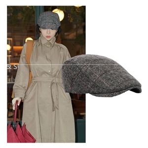 三木博主同款前进女经典款秋冬帽英伦风鸭舌帽毛呢帅气贝雷帽