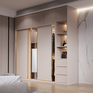 推拉门衣柜轻奢风家用卧室移滑门衣橱现代简约转角柜子梳妆台组合