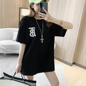 2022s夏季巴布瑞tb压胶短袖圆领宽松半袖男女同款休闲打底衫t恤潮