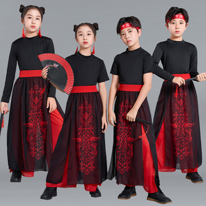 雪龙吟典蹈潮古舞扇国骁的舞蹈服服装中国舞少年郎演子出服女儿童