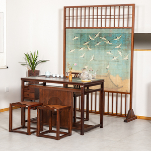 中式雅韵古风屏风隔断墙客厅茶室遮挡折屏简约折叠移动布屏障家用