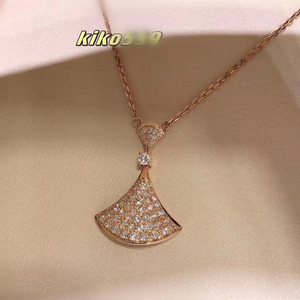 宝格丽bvlgari扇形时来运转回形针项链女18k玫瑰金圆饼翻转锁骨链