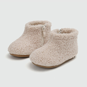 女宝宝棉鞋冬季新款女童短靴加绒保暖靴子软底婴幼儿学步鞋毛毛鞋