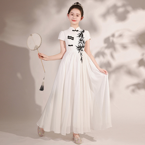 女童弹古筝二胡演出服装中国风民乐演奏合唱表演儿童礼服舞蹈夏季