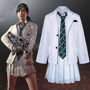 绝地求生大逃杀吃鸡衣服同款小白裙cos服女套装cosplay服装