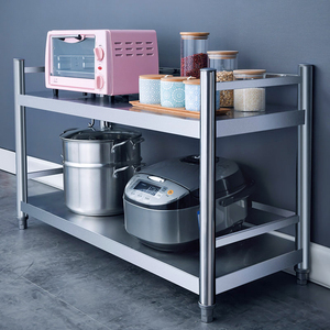 不锈钢厨房置物架家用灶台架子落c地多层多功能两层锅架3收纳货架