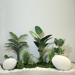 仿真绿植造景组合室内植物景观橱窗楼梯下装饰假草坪大型场景摆件